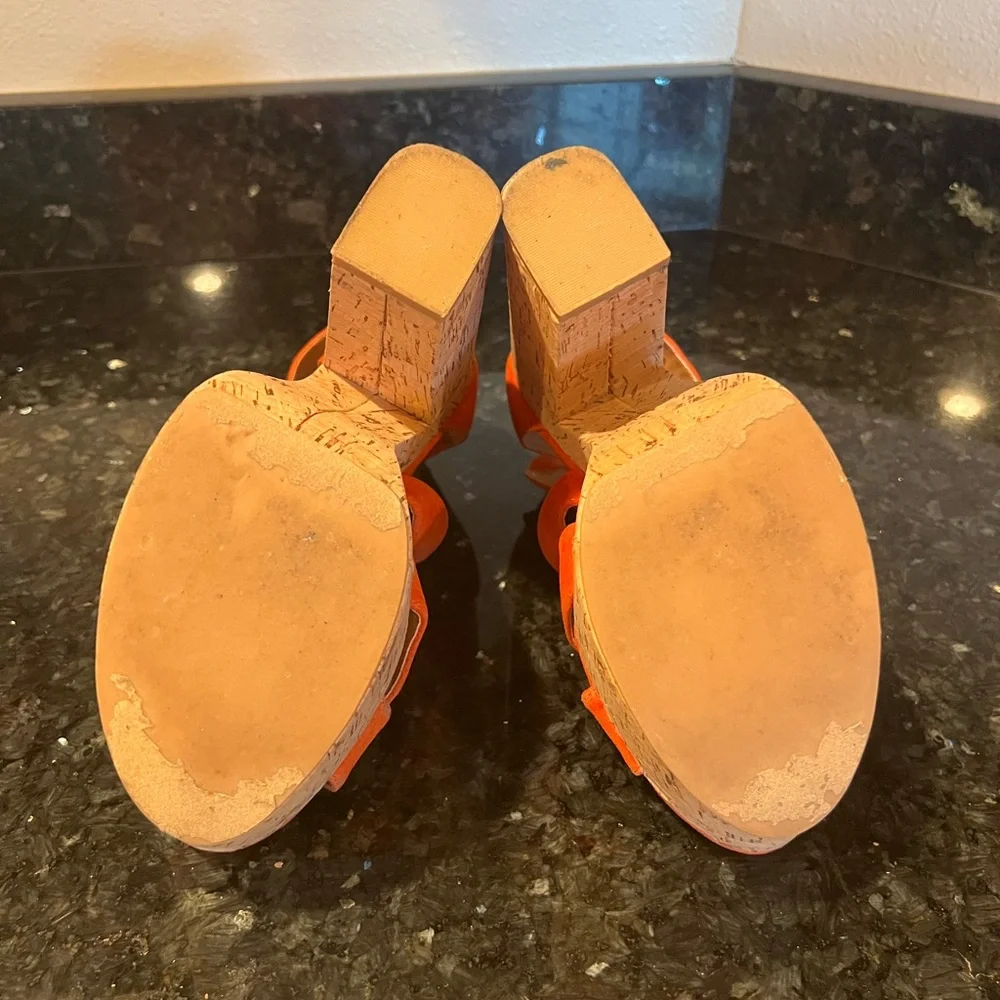Luichiny Orange Platform Shoes with Cork Sole - Picture 4 of 4